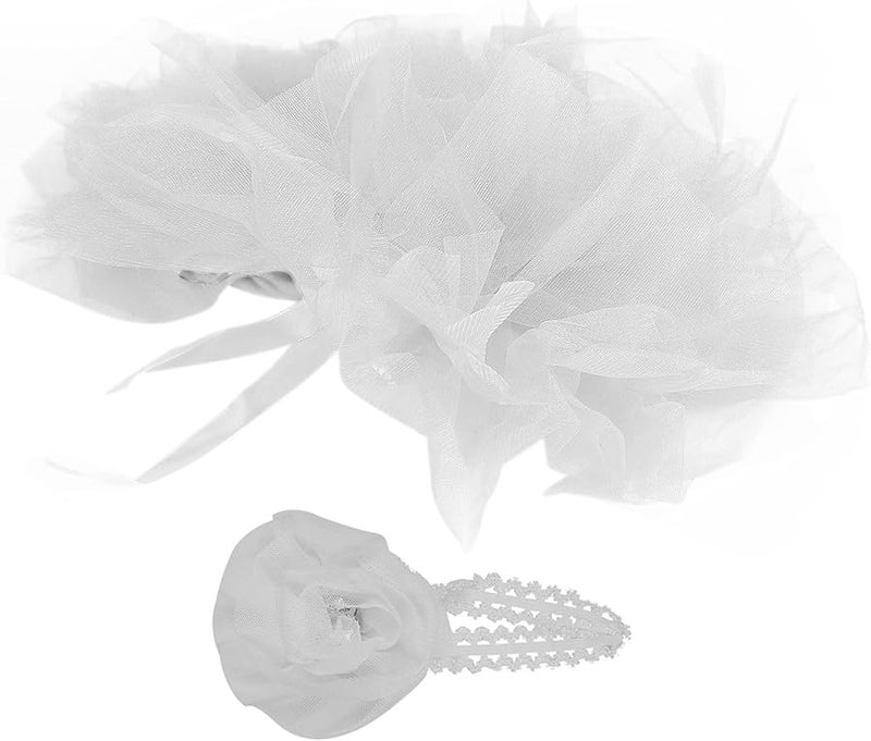 Newborn Baby Girl Photo Props Set Soft Elastic Skirt Headdress Cotton Nylon Yarn 0 3 Months - Image 3